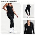 thumbnail image 5 of Women's V-Neck Tank Top with Built-in Bra - Fitted Long Cami Casual Basic Sleeveless Shirt for Layering or Workout Black S, 5 of 6
