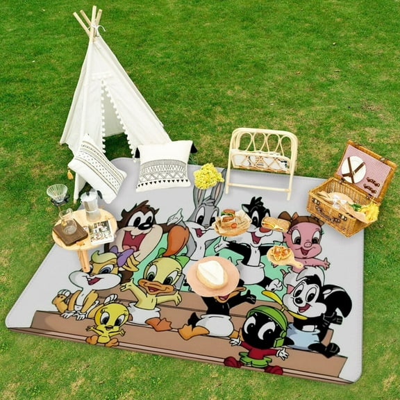 Baby Looney Tunes patterned picnic mat perfectly accompanies your every picnic making outdoor time more charming