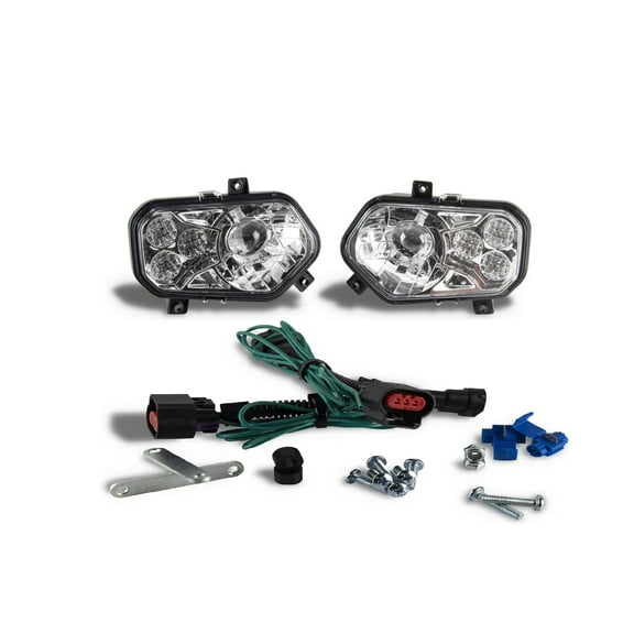 Polaris Scrambler RZR Sportsman Ranger Clear LED Headlights w/Adapter Harnesses