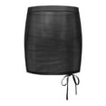 thumbnail image 4 of Kaerm Womens Shiny See Through Sheer Mini Skirt Drawstring Package Hip Design for Date Night And Club Wear Black M, 4 of 4