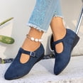 thumbnail image 3 of Rokment Wedge Dress Shoes for Women 2026 Spring Summer Fall Vintage Casual Suede Pointed Closed Toe Buckles Mid Heels Mary Jane Dressy Sandals Blue Size 6.5, 3 of 7