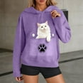 thumbnail image 2 of Women's Trendy Hoodies Pet Pouch Sweatshirt Pullover Long Sleeve Casual Loose Hooded Tops Gift for Dog Cat Lovers (XL, Purple), 2 of 7