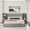 Gray, variant on Velvet Platform Bed Queen Size with Storage Headboard and Bookcase, Grounded Wood Bed Frame with Wood Slats and Center Support, No Box Spring Needed, Biege