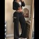 thumbnail image 2 of Conjunto de Dos Piezas para Mujer: Blazer Corto, Chaqueta y Pantalón de Trabajo de Cintura Alta y Pierna Negro XXL, 2 of 3