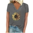 thumbnail image 2 of Wancir Women's V Neck T Shirts Casual Rolled Short Sleeve Side Split Summer Tops Loose Fit, 2 of 4