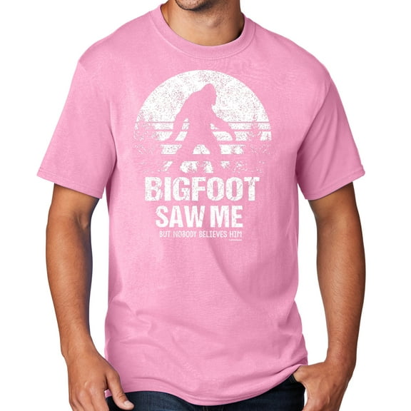 Men's Bigfoot Saw Me Funny Sasquatch T-shirt, 3XL Candy Pink - TALL
