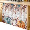 thumbnail image 2 of Orange Blue Pumpkin Fall Cabinet Curtain 35"Wx35"L,Dustproof Under Sink Skirt W/ Self Adhesive Tape,Thanksgiving Maple Leaf Vintage Cabinet Curtain Cover for Kitchen Sink,Bathroom Vanity,Laundry Room, 2 of 9