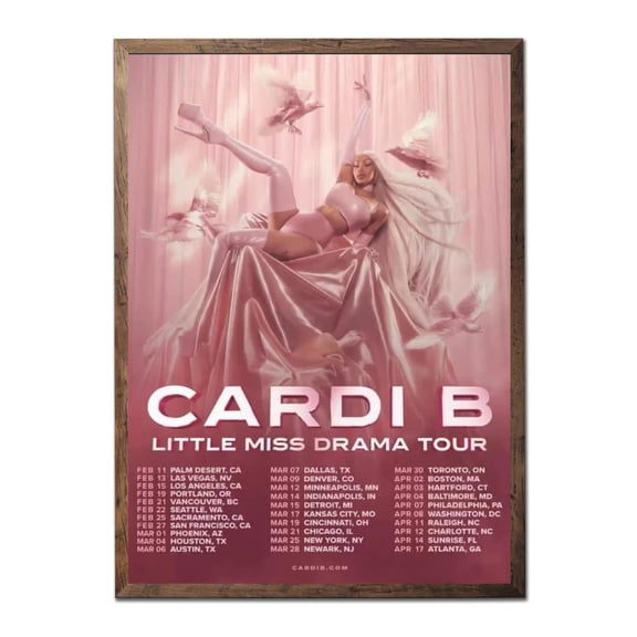 Cardi Little Miss B Drama Tour 2026 Concert Poster Pink Aesthetic Music Wall Art Size 24x36 Unframed Poster