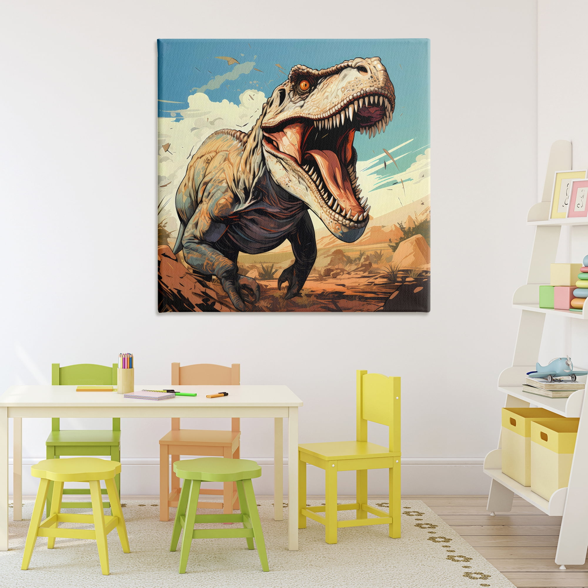 Stupell Industries Velociraptor Desert Sunset Canvas Wall Art, design by Creative Studio