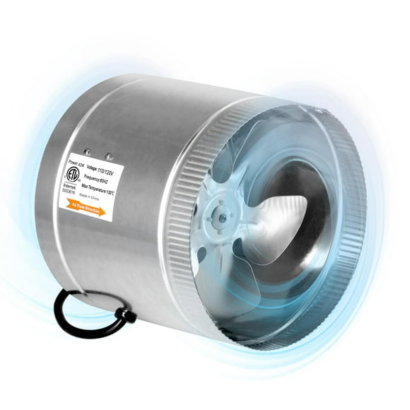 Ventilador de conducto de refuerzo en línea iPower de 8 pulgadas, 420 CFM, 110/120 V