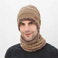thumbnail image 2 of Men‘S Winter Hat Cap Collar Set Plus Velvet Thick Knit Hat And Muffler, 2 of 4