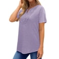 thumbnail image 4 of UVN Blouses for Women Summer Short Sleeve V Neck Lace Shirts Dressy Casual Boho Tunic Tops, 4 of 9
