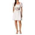 thumbnail image 1 of INSPIRAR CHIC Vestido Mini de Corsé para Mujeres Cuello Cuadrado Manga Corta Vestidos de Parches Fruncidos M Blanco, 1 of 6