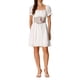 thumbnail image 1 of INSPIRAR CHIC Vestido Mini de Corsé para Mujeres Cuello Cuadrado Manga Corta Vestidos de Parches Fruncidos M Blanco, 1 of 6