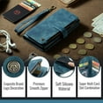 thumbnail image 3 of TECH CIRCLE for iPhone 17 Pro Max Leather Flip Wallet Case, Multifunction Premium PU Leather Zipper Flip Shockproof Case Built-in [Magnetic Closure][Kickstand][Card Slots][Wrist Strap],Blue, 3 of 8