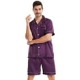thumbnail image 2 of Kureaily Plain Satin Sleepwear Soft Smooth Short Sleeve Short Pant Sleepwear Man With Pockets Two Piece Pajamas Soft Lightweight Sleep Sets, 2 of 6