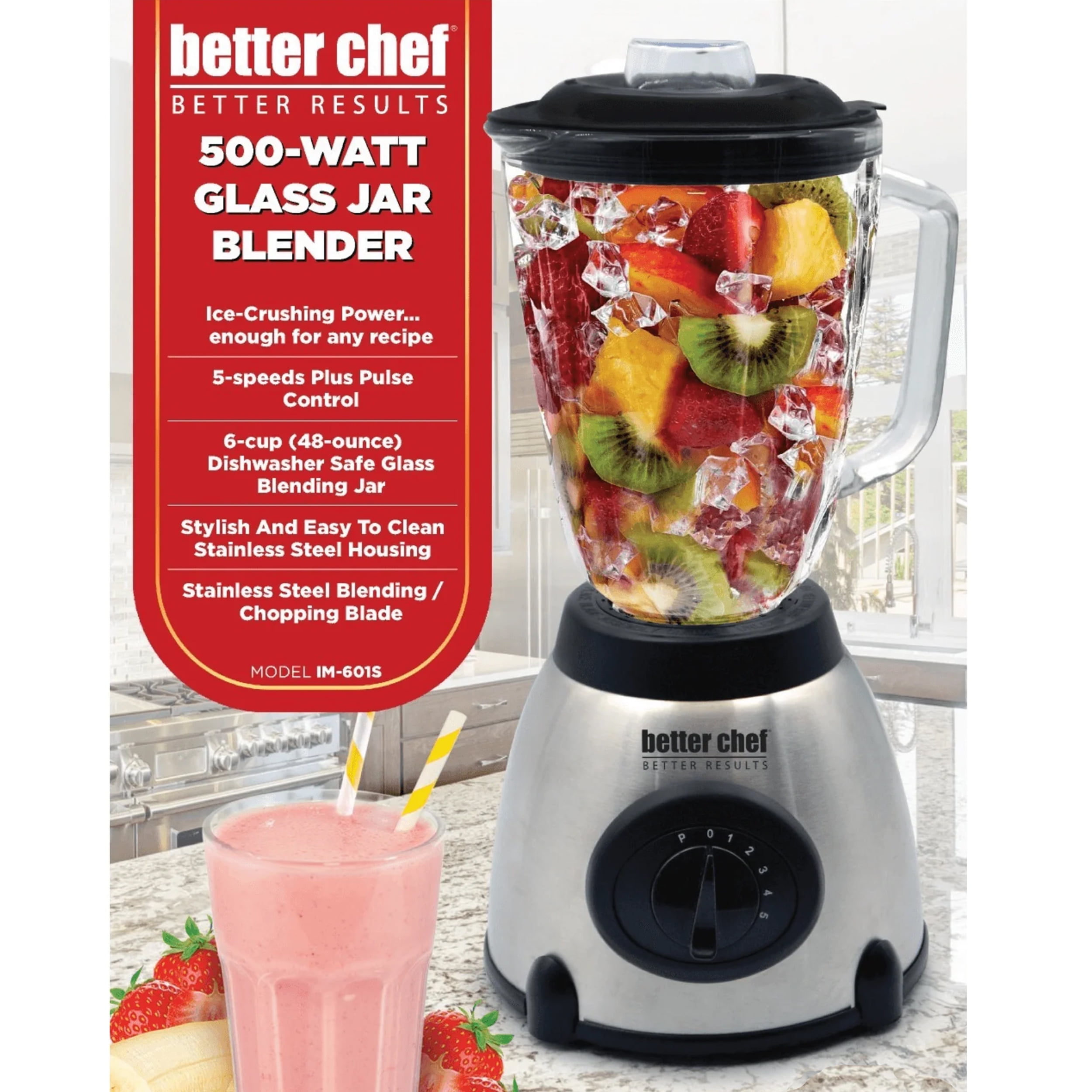 Better Chef 500-watt Stainless Steel Blender, IM-601S
