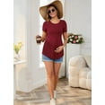 thumbnail image 3 of DARING DIVA Women's Short Sleeve Crew Neck Wrinkle Design Maternity Blouses XXL Red, 3 of 7