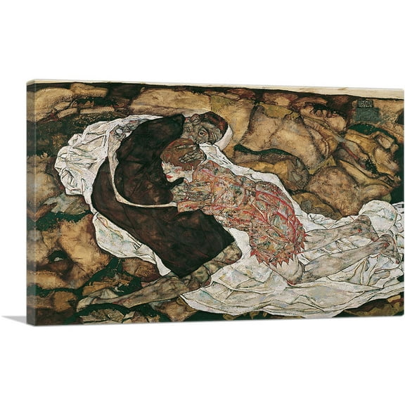 ARTCANVAS Death and the Maiden 1915 Canvas Art Print by Egon Schiele - Size: 26" x 18" (0.75" Deep)