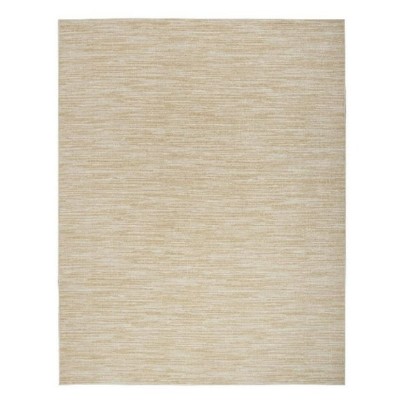 Maklaine Contemporary 10' x 14' Ivory Gold Polypropylene Area Rug