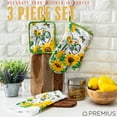 thumbnail image 3 of PREMIUS 3 Piece Printed Kitchen Linen Set, Bicycle & Sunflowers, 1 Cotton Towel, 1 Pot Holder, 1 Oven Mitt, 3 of 5