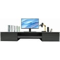 thumbnail image 4 of Wall Mounted Desk, Floating Wall Organizer with Pull Out Drawer, 15.5" D x 60" W x 9.5" H, Space-Saving Wall Organizer Computer Desk for Home Office (Black), 4 of 9