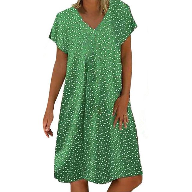 B91xZ Robe Midi d'Été 2024 pour Femmes à Manches Courtes Robes à Col Carré à Volants Cravate Dos Taille Élastique Aline Mini Robe, Vert XL