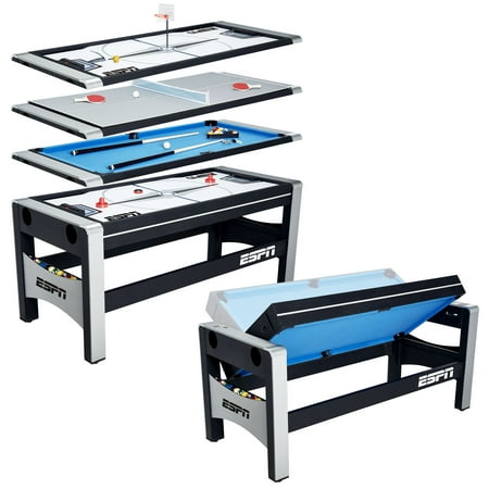 ESPN 72 Inch 4-in-1 Swivel Combo Game Table, 4 Games with Hockey, Billiards, Table Tennis and Finger Shoot (Pinball Fx2 Best Tables)