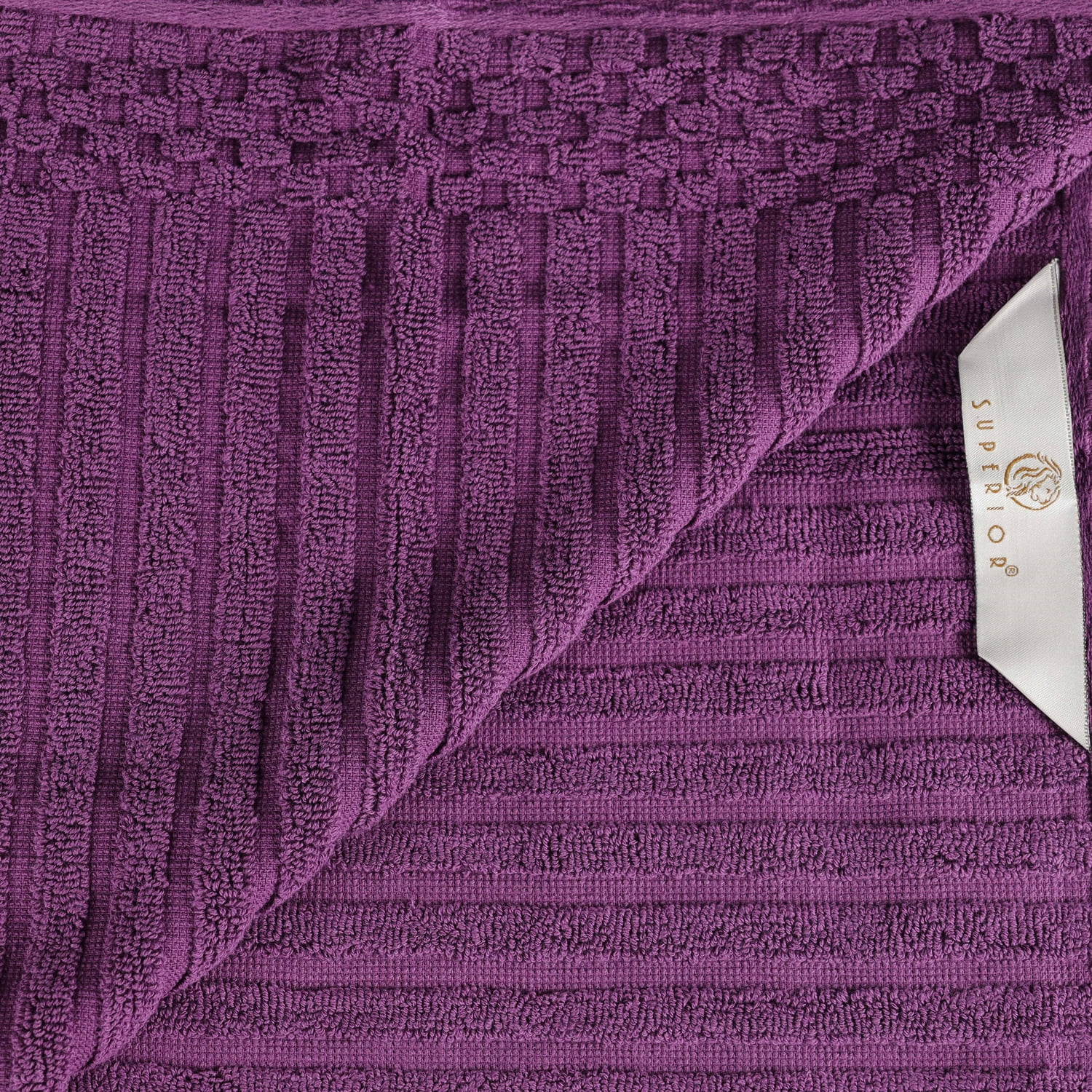 Superior Ribbed Cotton 6-Piece Plum Bath Sheet/ Hand Towel Set