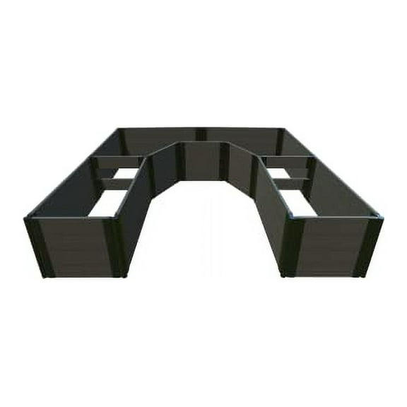 WEATHERED WOOD 'WALK-IN HALF-HEXAGON PATH' - 8' X 8' X 22" RAISED GARDEN BED - 1" PROFILE