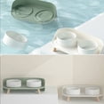thumbnail image 4 of Happy & Polly Bone China Elevated Double Bowl Set, Green, 4 of 7