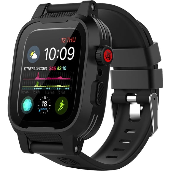 XIHAMA Watch Case for Apple Watch 44mm Screen Protector Waterproof Case [IP68], Impact Resistant/Rugged 1 Row Perforated Soft Strap for iWatch Series 6/5/4/SE 44mm