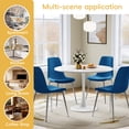 thumbnail image 2 of Round Dining Table Set for 4, 31.5" White All-Metal Tulip Pedestal Table with 4 Blue Velvet Upholstered Chairs for Dining Room, Coffee, Small Spaces, Apartment, White, 2 of 7