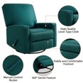 thumbnail image 7 of EMONIA Pushback Recliner Chair with 360° Swivel and Rocking function, Linen Type Cloth, Living Room Single Sofa, Home Theatre Armchair, Modern Nursery Recliner, Olive Green, 7 of 7