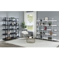 thumbnail image 3 of kevinplus Modern Ladder Shelf Bookshelf 5-Tier Bookcase, Industrial Freestanding Ladder Shelves Metal Wood Frame with Open Display Shelves Storage for Living Room Bedroom Office, Black, 3 of 8