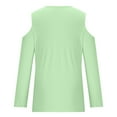 thumbnail image 5 of AXXD Green Basic Summer Tops for Women 2024 Trendy Casual Solid Off Shoulder Pullover Long Sleeve Top Long Sleeve V-Neck Top/Shirt, 5 of 5