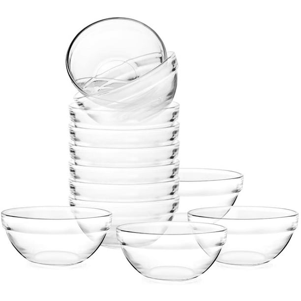 Glokers Mini 3.5 inch Clear Glass Bowls for Kitchen Prep, Dessert, Dips