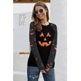 thumbnail image 2 of Chandails en Molleton Visage de Citrouille Halloween Femmes Mignon Pull Graphique Citrouille Décontracté Manches Longues Automne, 2 of 5