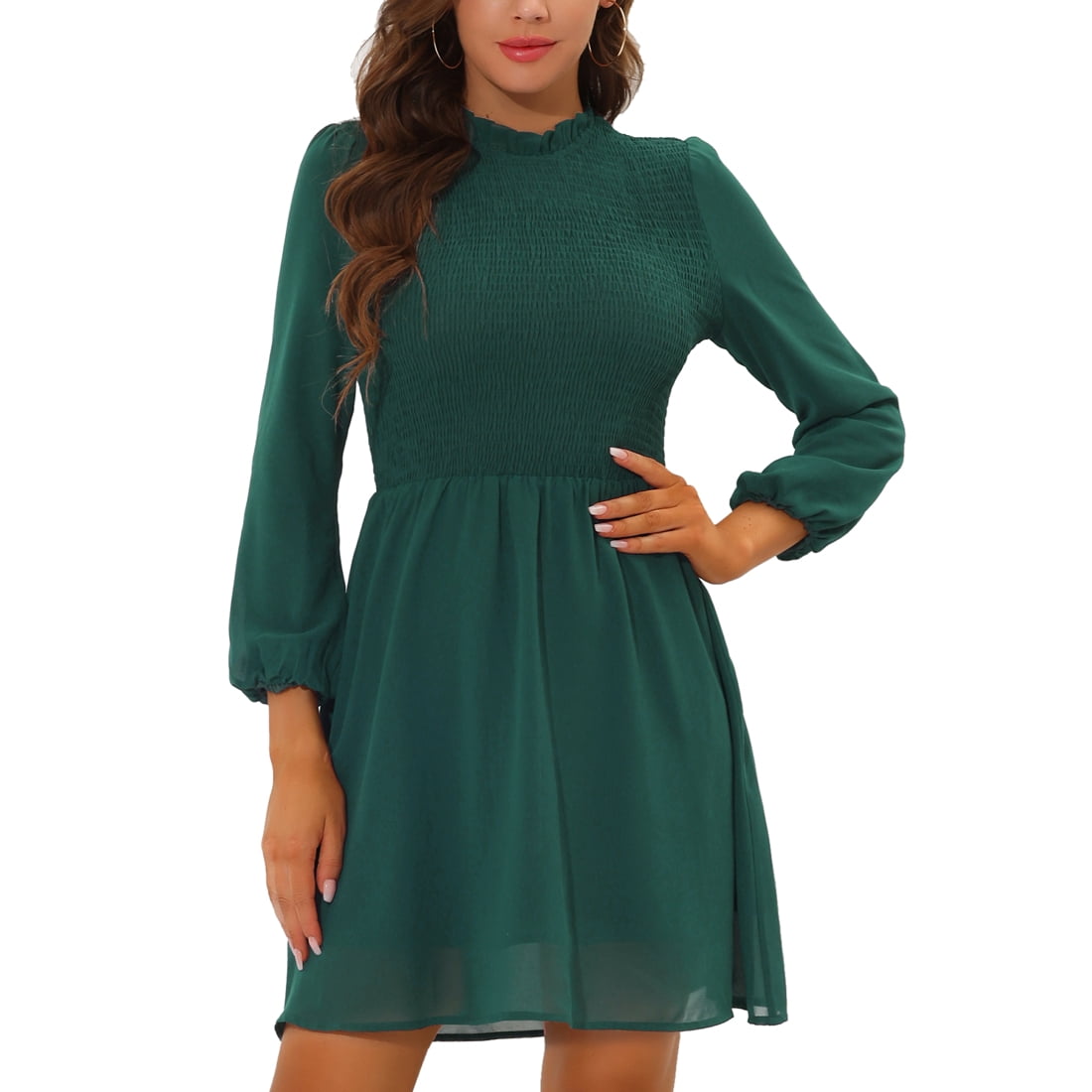 ruffle mock neck dress