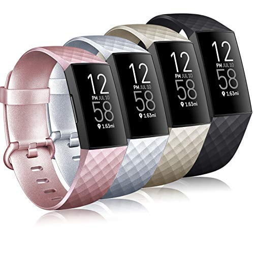4 Pack Bands for Fitbit Charge 4 Charge 3 Charge 3 Se Silicone Wristbands 