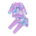 thumbnail image 4 of 1-8Y Kids Girls Long Sleeve Rash Guard Ruffle Skirt Pants Two Pieces Mermaid Swimsuit UPF 50+, 4 of 5