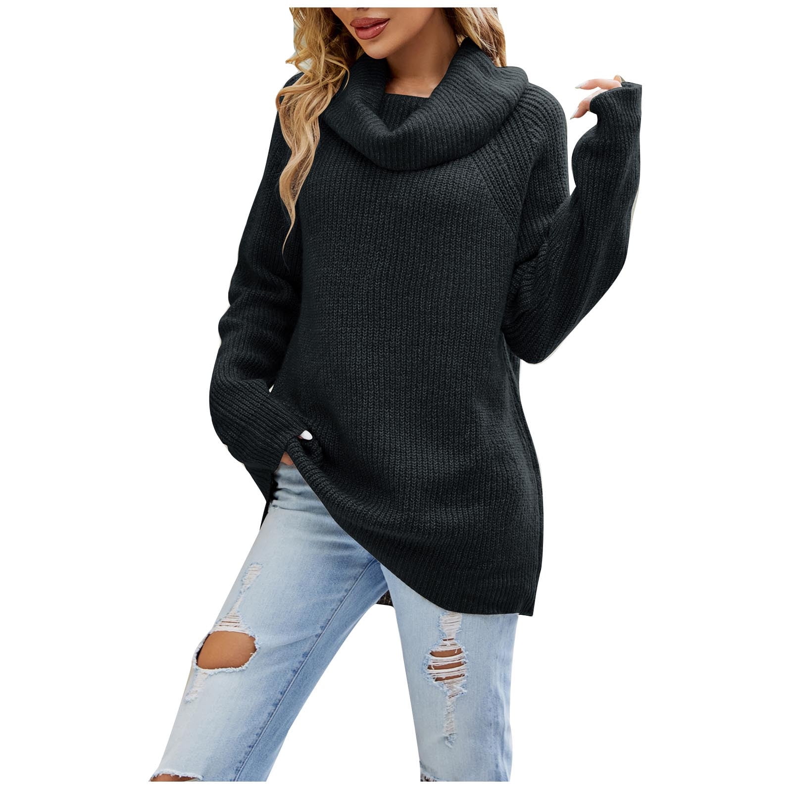 Turtleneck Sweater Wool Sweater Womens Amazon Langwyqu Long Sleeve