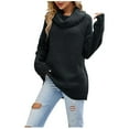 thumbnail image 1 of Cuello alto de punto de color sólido de manga larga de otoño e invierno para mujer Pompotops  hdfakjf10271, 1 of 6