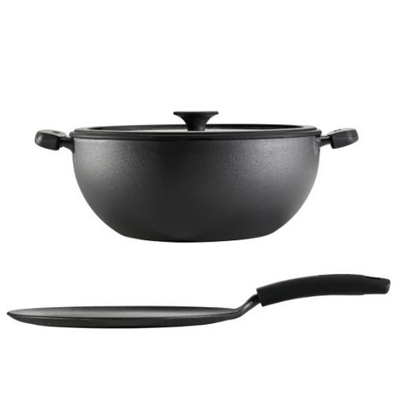 Tramontina 3-piece Cast Iron 7-quart Deep Kadai & Flat Tawa Cookware Set