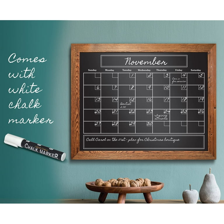 Decor Frame Calendar Chalkboard With Floral Magnets & Chalk Pencils, 1