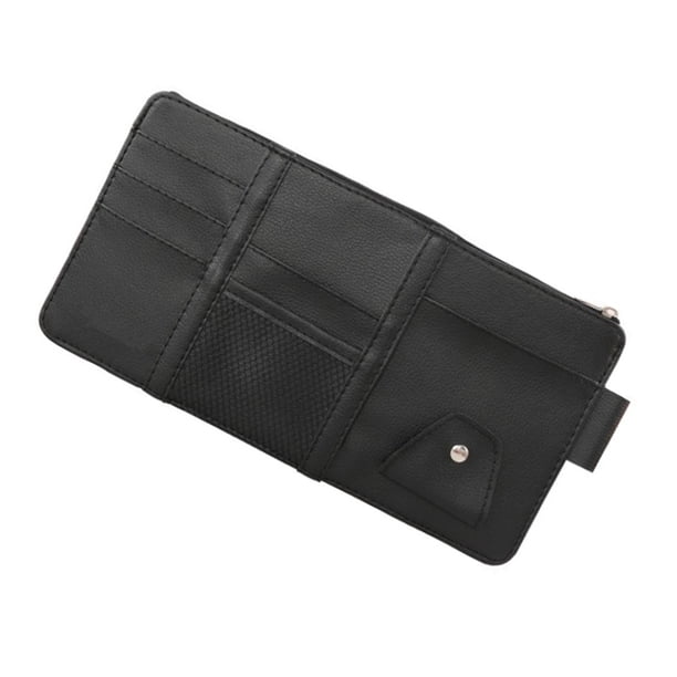 Riwesomey Bolsa para parasol de coche, tarjeta, gafas de sol, bolsa con cremallera, funda de soporte de almacenamiento para teléfono móvil, organizador Automoción decorativa y accesorios Negro