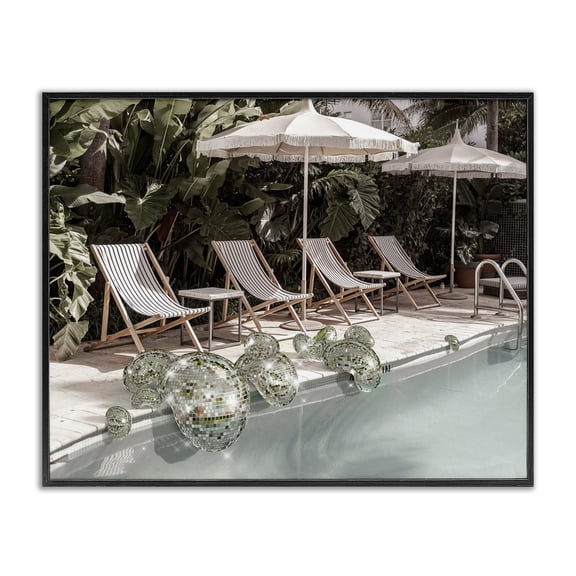 Stupell Industries Glam Disco Balls at Pool Black Framed Giclee Art, 14 x 11, by Ziwei Li