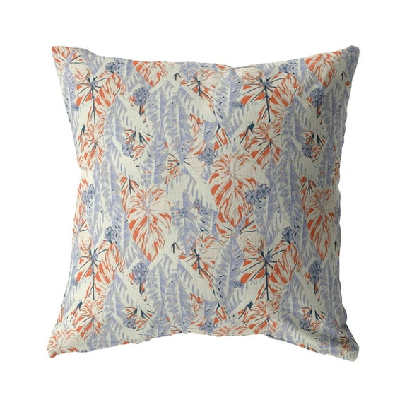 Sleepy Tropics Indoor/Outdoor Broadcloth Fabric Pillow in Orange 16x16