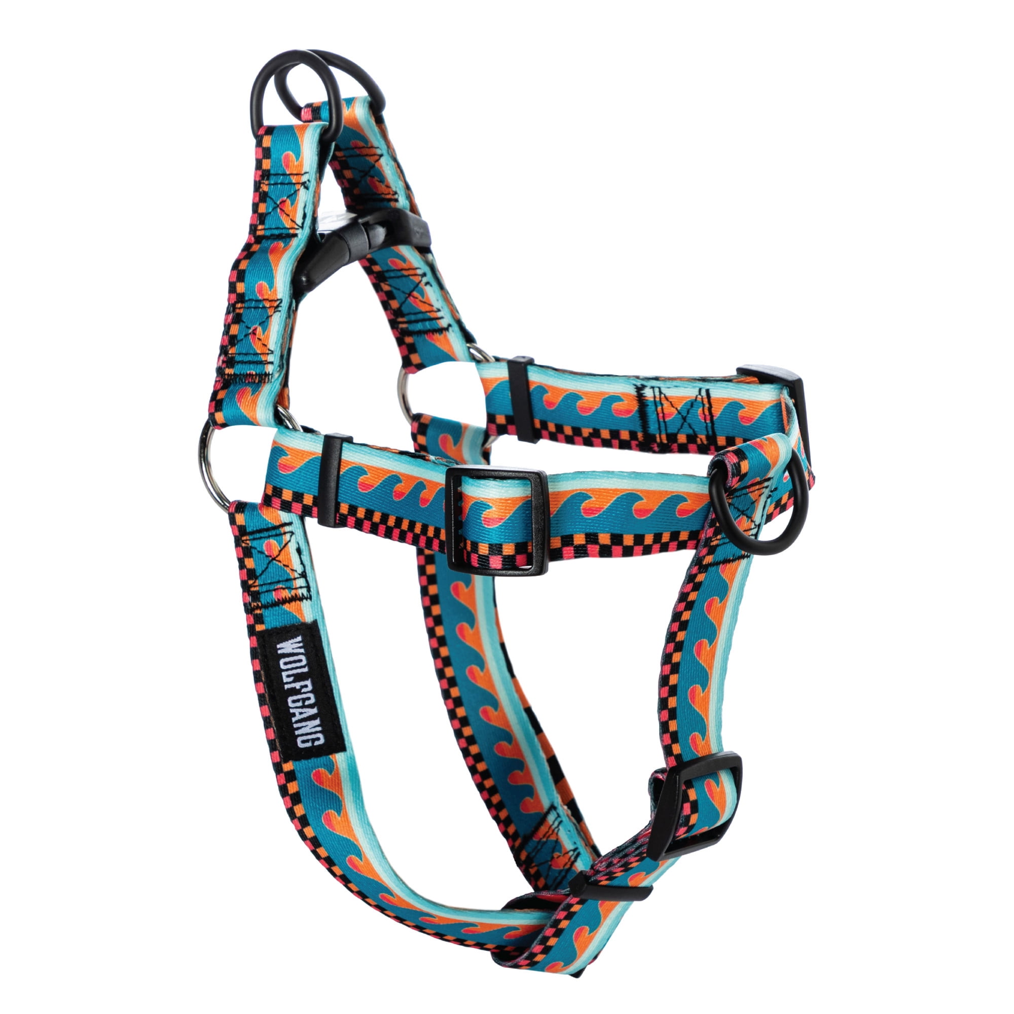 Wolfgang Heavy Duty Adjustable Dog Harness, Pull-Tested to Over 800 lbs for Walking & Training, BuenaOnda Print, Small