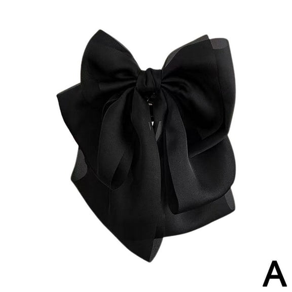 Women Girl Retro Elegant Chiffon Lace Big Bow Hair Clamp Tie Claw Clip Pin